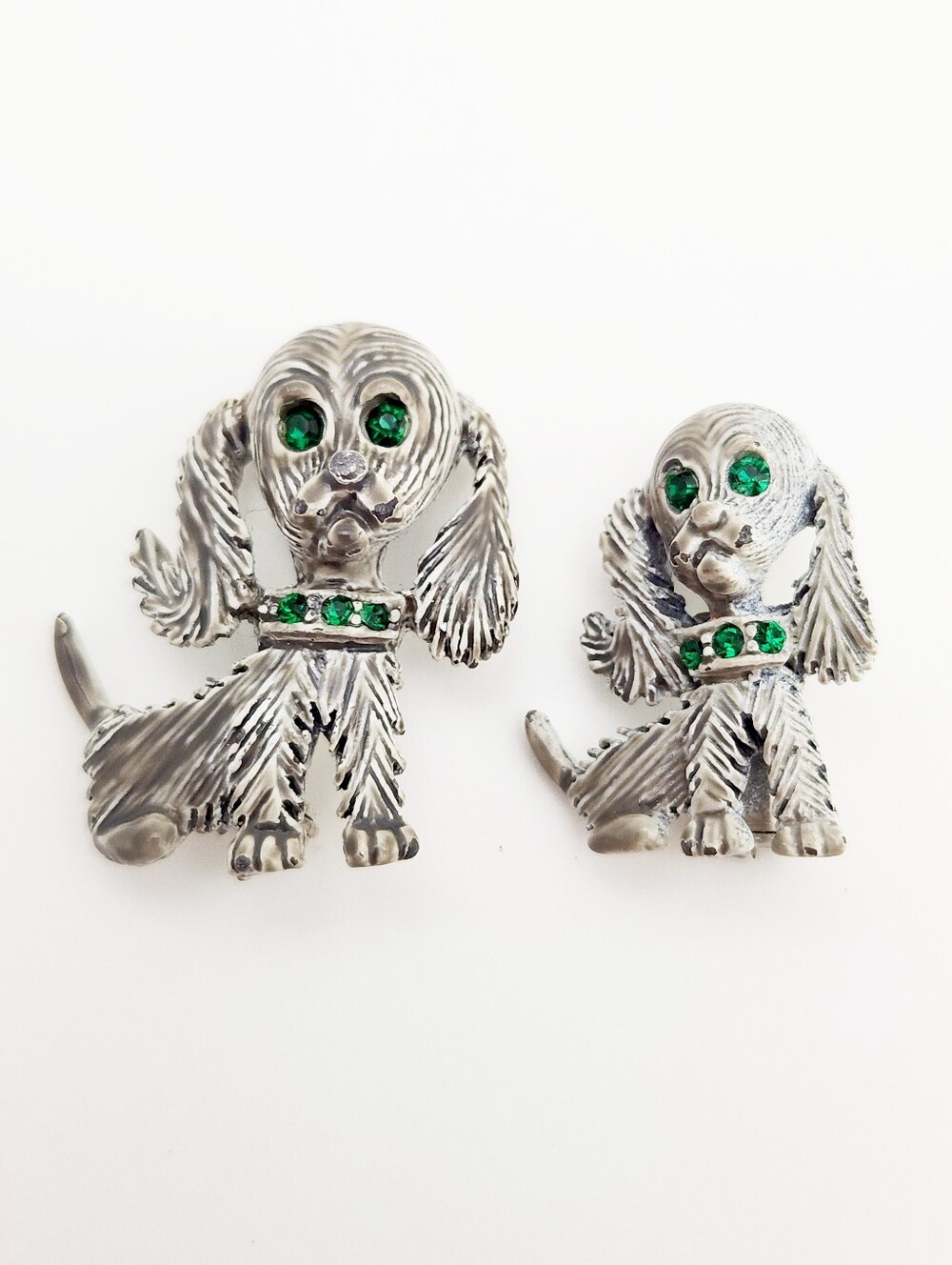 Vintage Gerry's Cocker Spaniel Dog Brooch Pins Set VTG Rhinestone Jewelry Dogs
